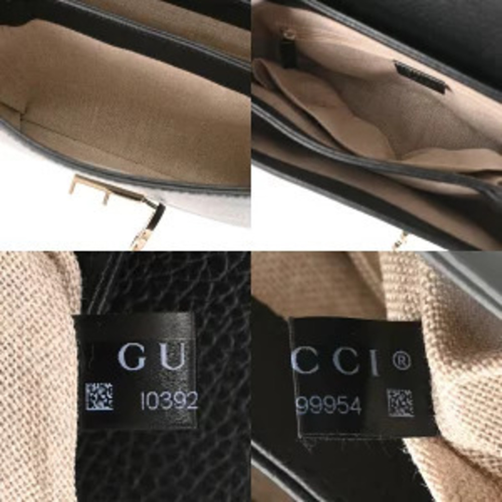 Gucci Interlocking GG Chain Shoulder Bag Black Leather Handbag - Picture 8 of 9